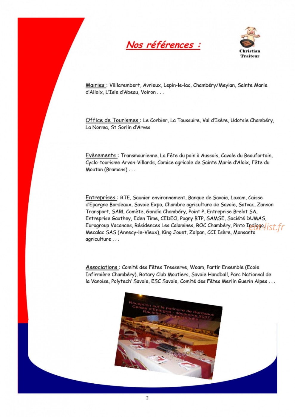 Christian Traiteur — carte page 2