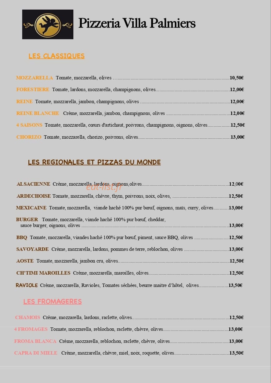 Pizzeria Villa palmiers — carte page 2