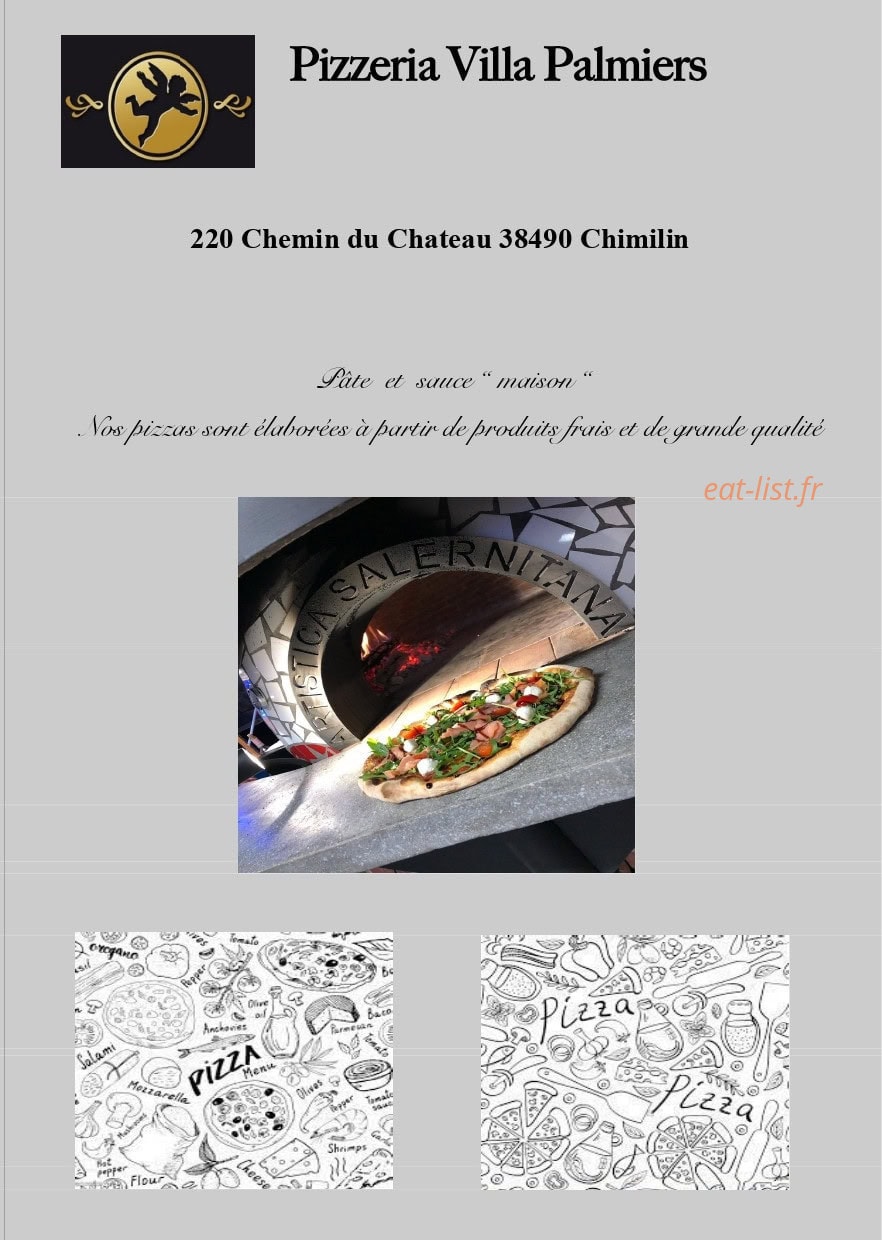 Pizzeria Villa palmiers — carte page 1
