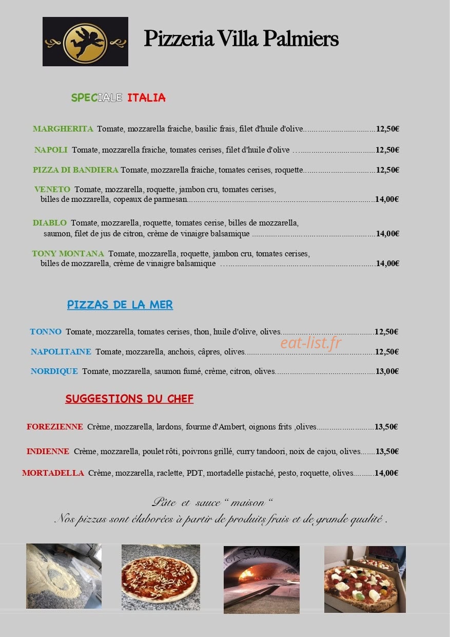 Pizzeria Villa palmiers — carte page 3