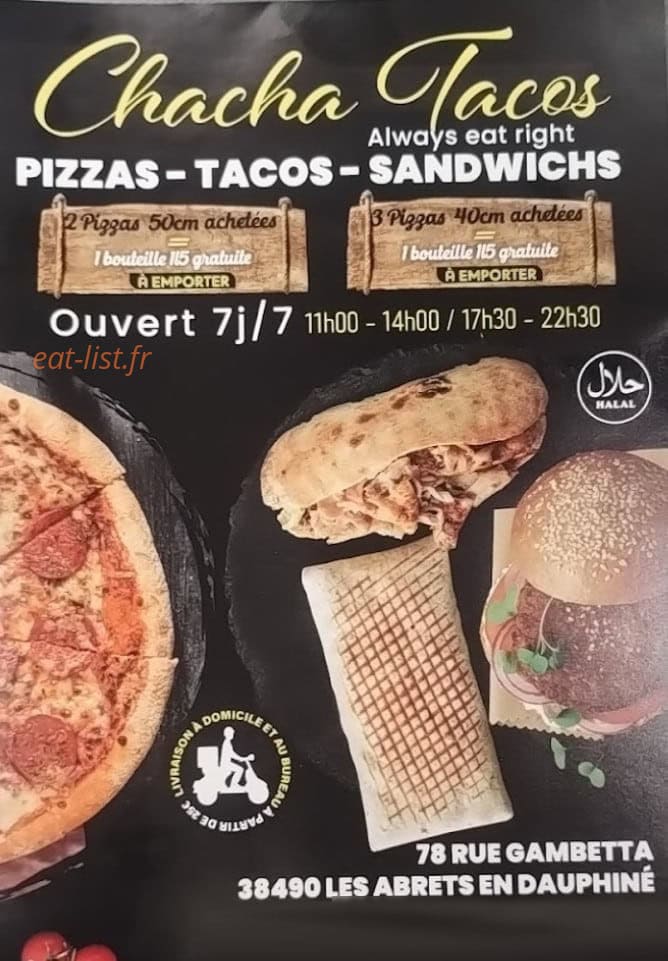 Chacha Tacos — carte page 1