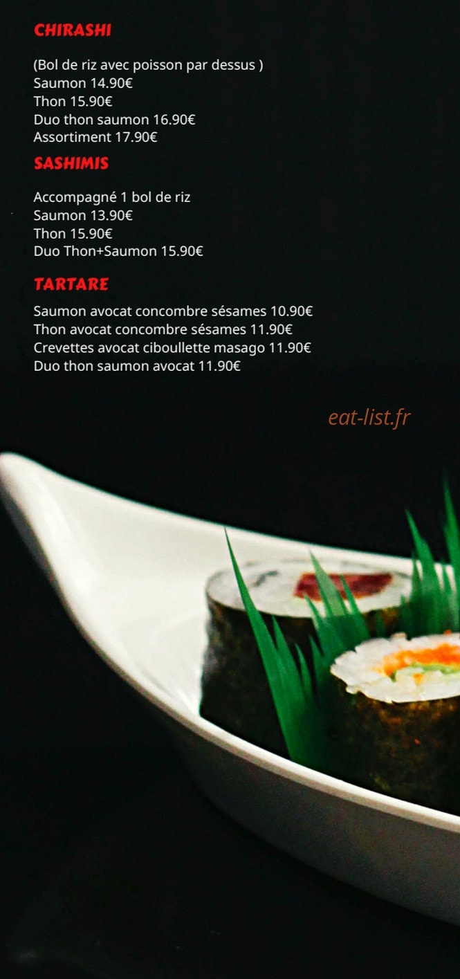 Carte et menu de Oishi Sushi à Les Abrets en Dauphiné — Les chirashi, sashimis, ...