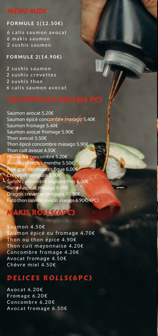 Carte et menu de Oishi Sushi à Les Abrets en Dauphiné — Les menus midi, california rolls, ...
