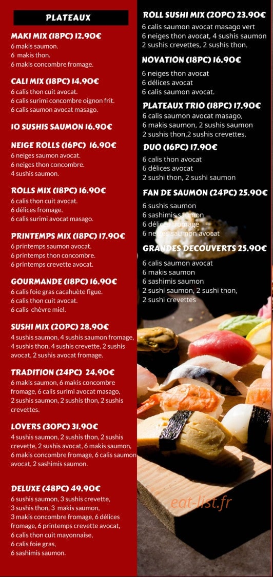 Carte et menu de Oishi Sushi à Les Abrets en Dauphiné — Les plateaux