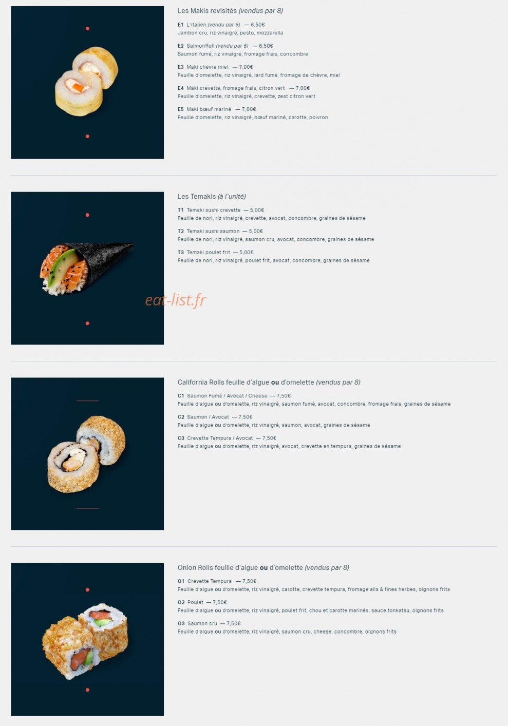 Carte et menu de Sushi Frenchy à Les Abrets — Les makis revisités, temakis, california rolls feuille d’algue,...