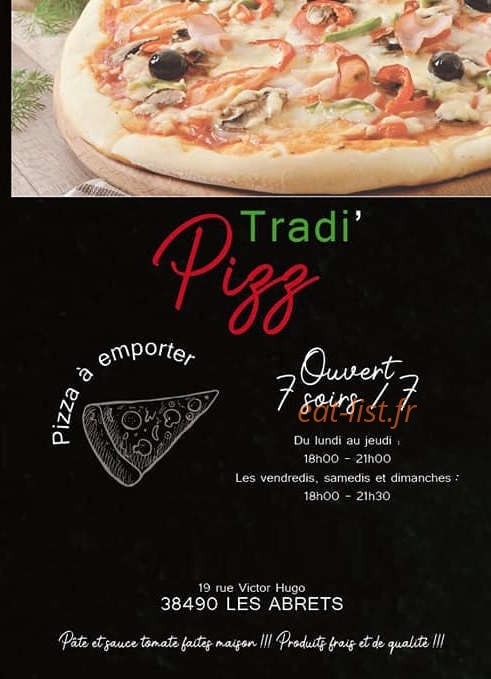 Tradi'Pizz — carte page 1