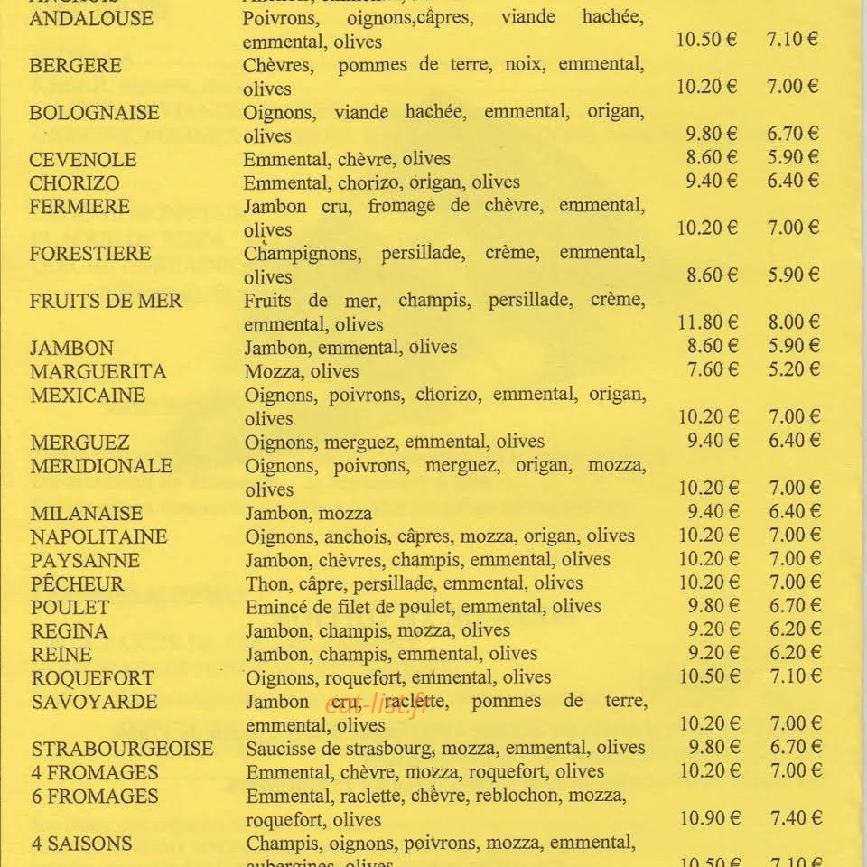 Place aux pizzas — carte page 2