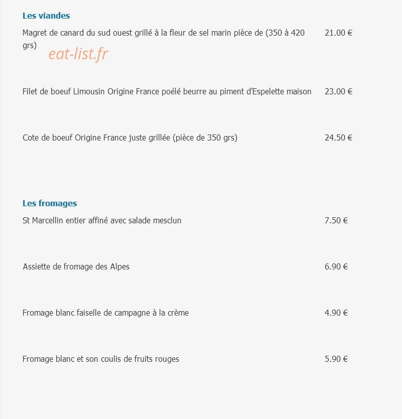 Restaurant L'Eden — carte page 3