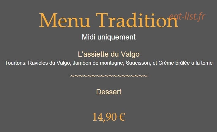 Restaurant Le Valgo — carte page 15
