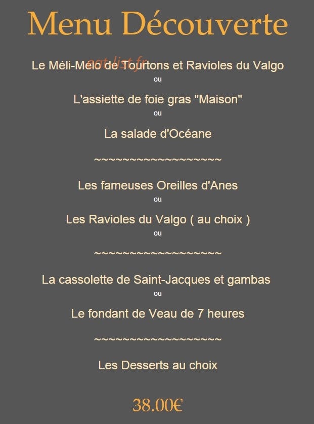 Restaurant Le Valgo — carte page 12
