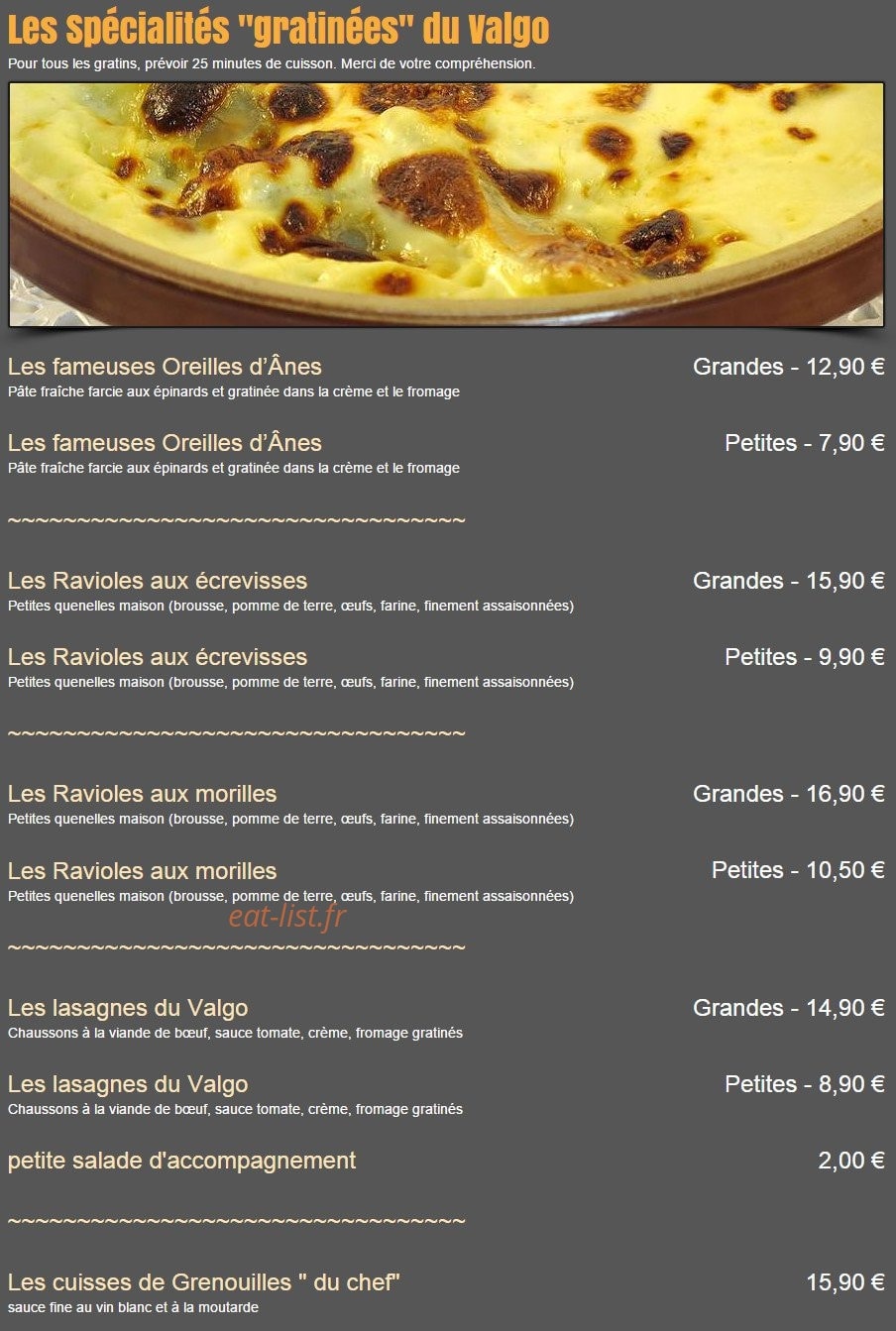 Restaurant Le Valgo — carte page 3