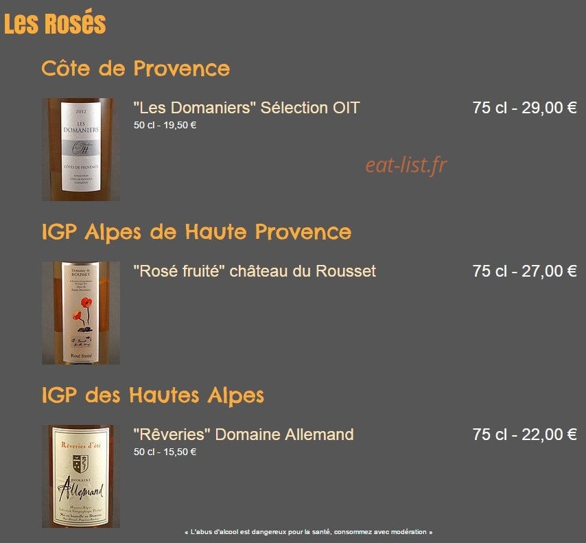 Restaurant Le Valgo — carte page 26