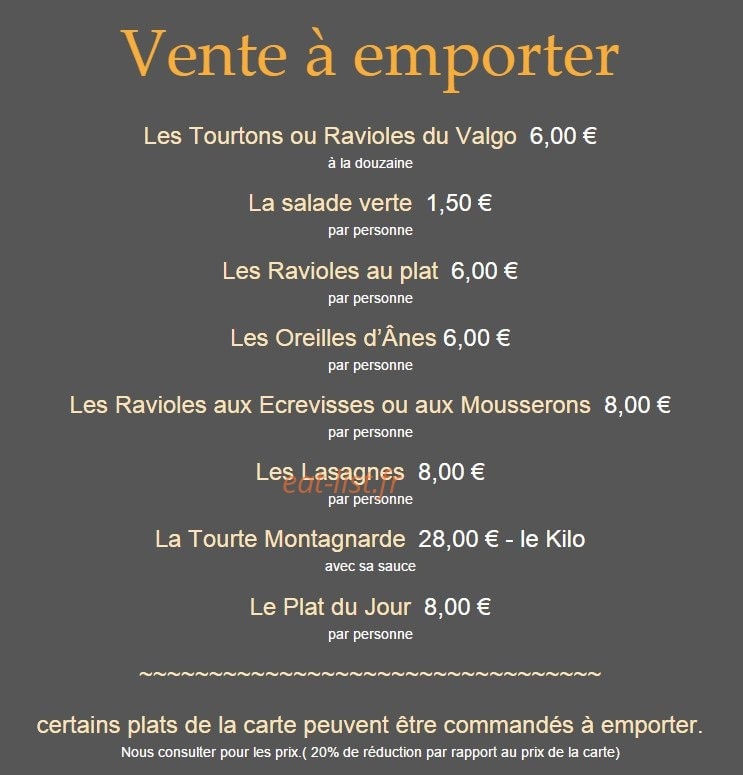 Restaurant Le Valgo — carte page 20