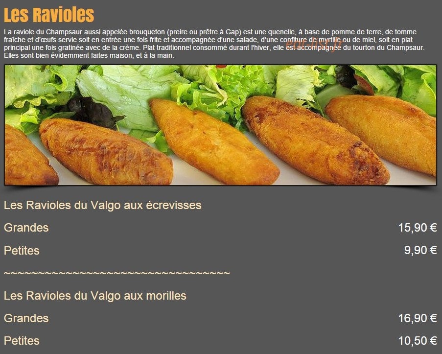 Restaurant Le Valgo — carte page 9