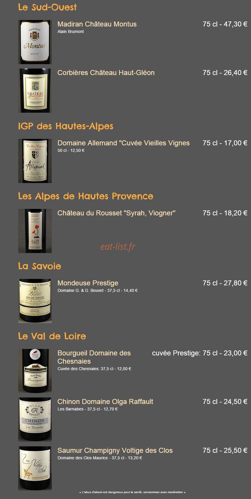 Restaurant Le Valgo — carte page 25