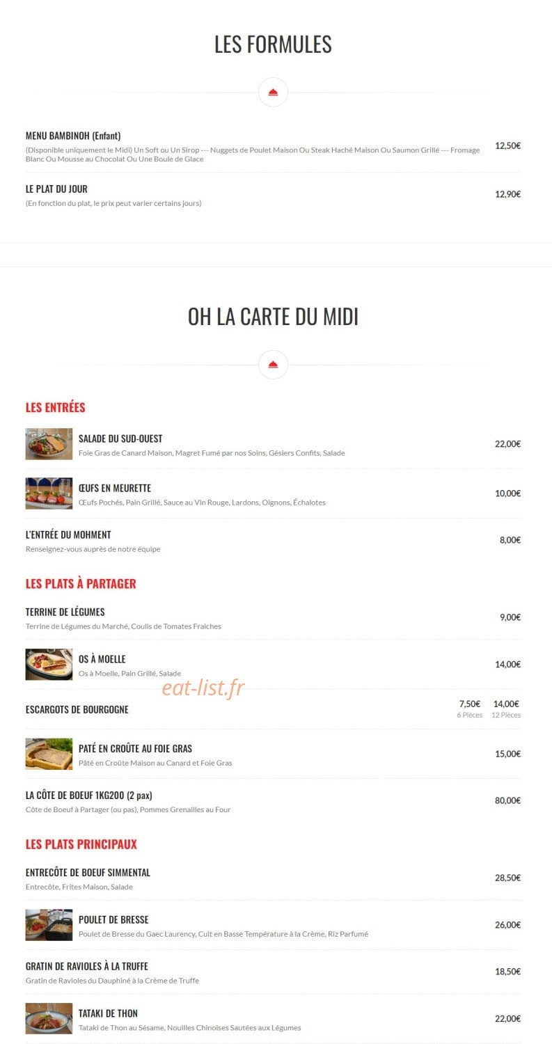 Bistrot Laoh! — carte page 1