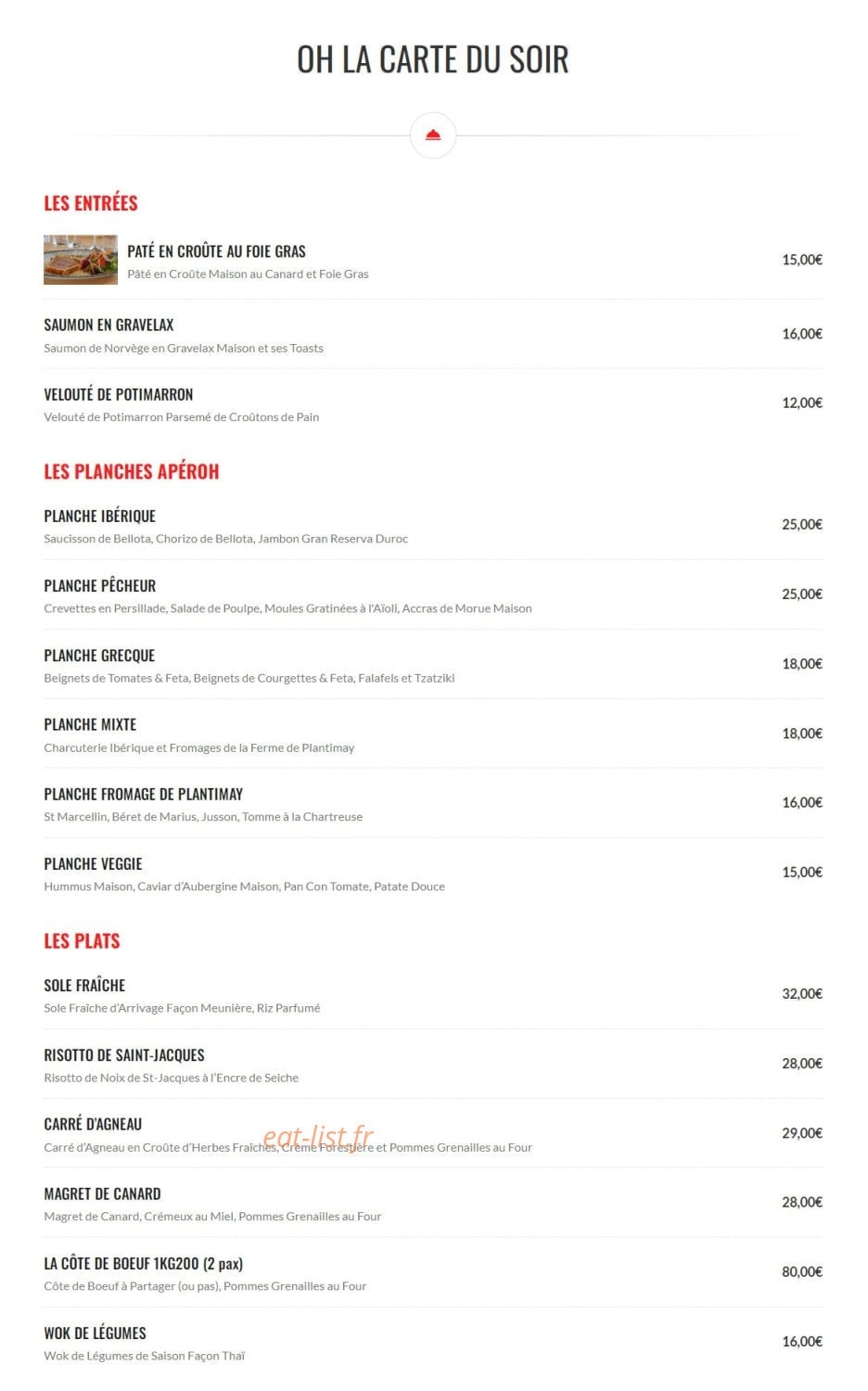 Bistrot Laoh! — carte page 3