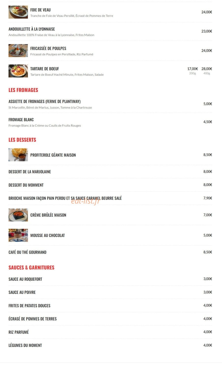Bistrot Laoh! — carte page 2