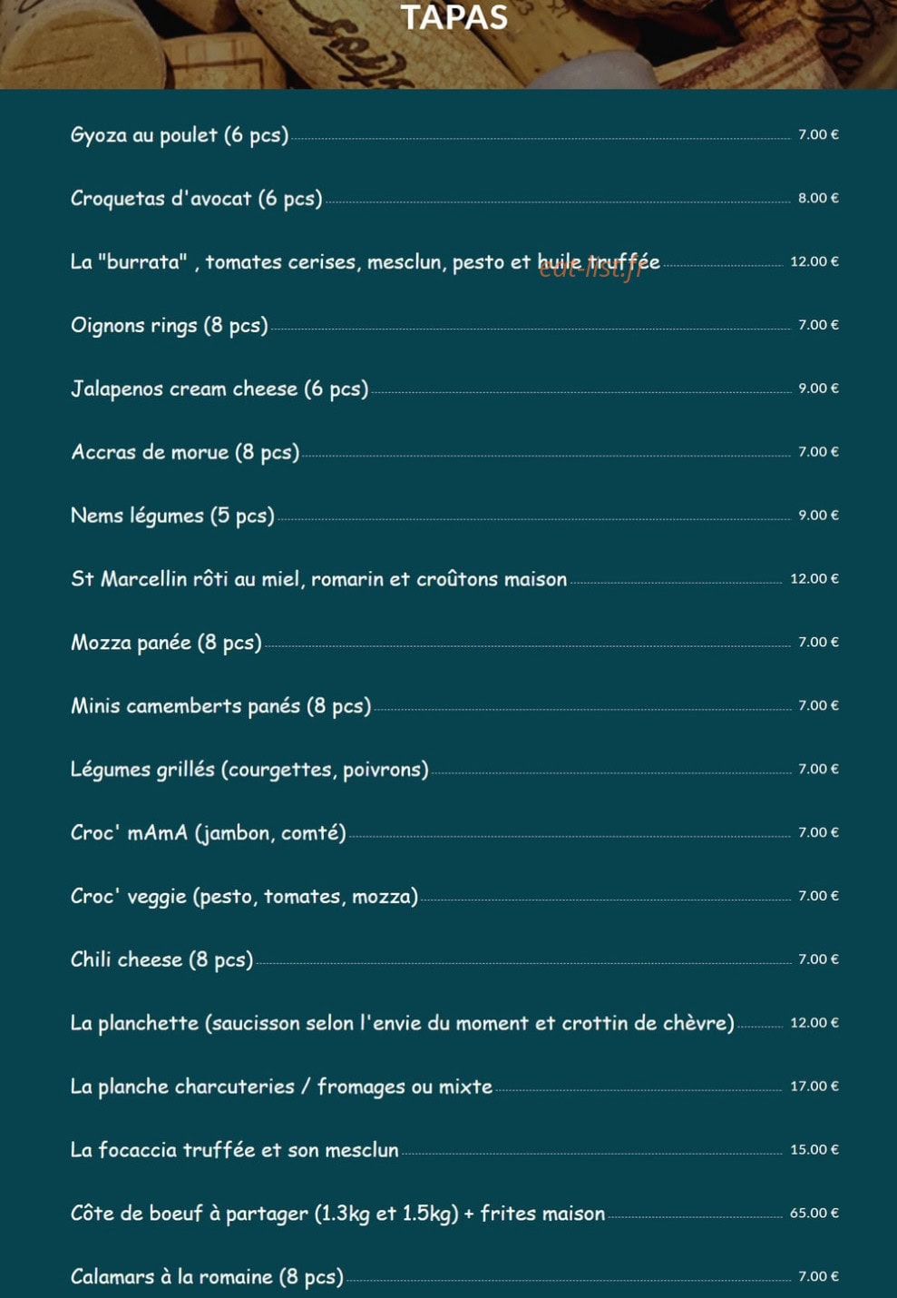 Bistrot Mama — carte page 1