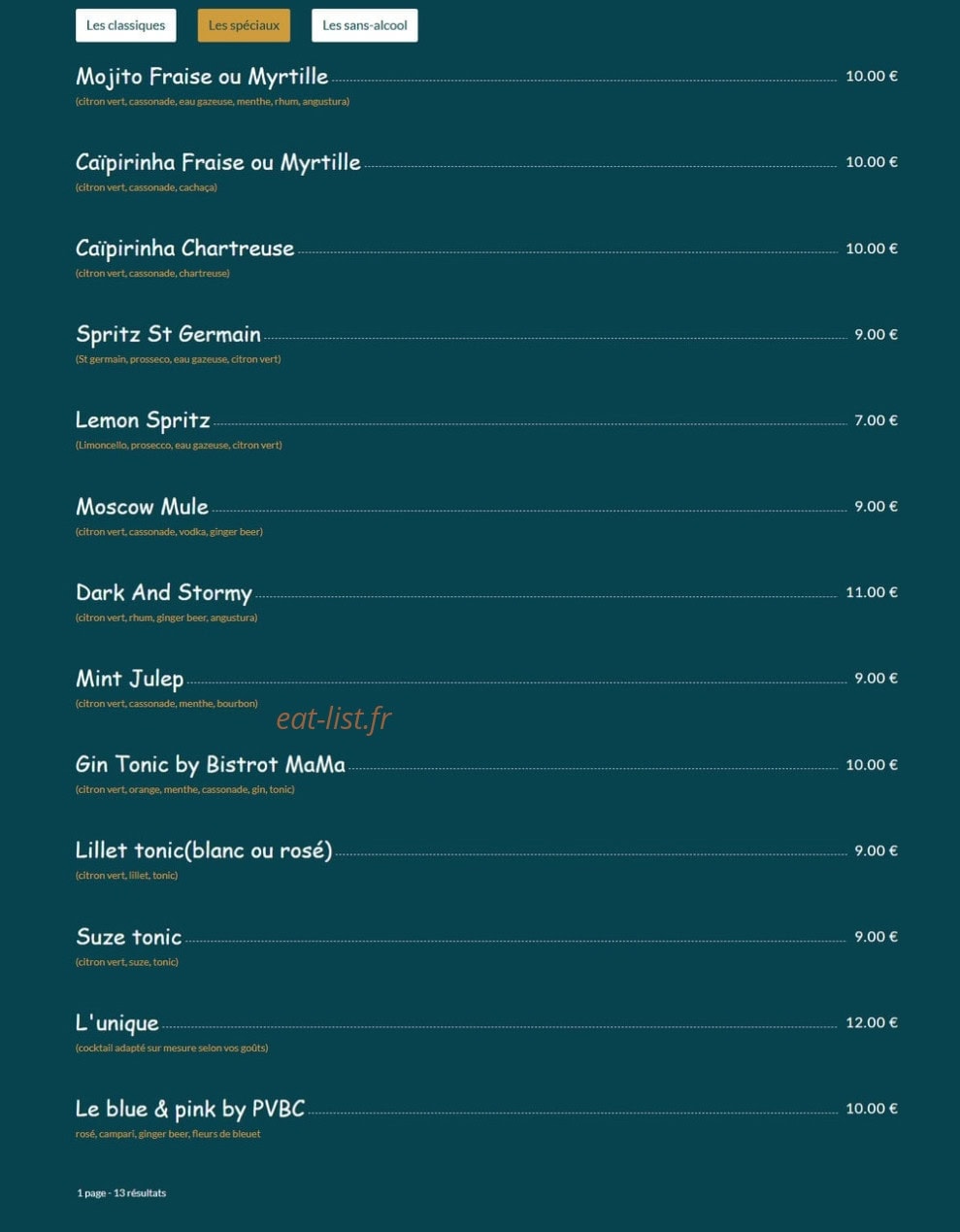 Bistrot Mama — carte page 3