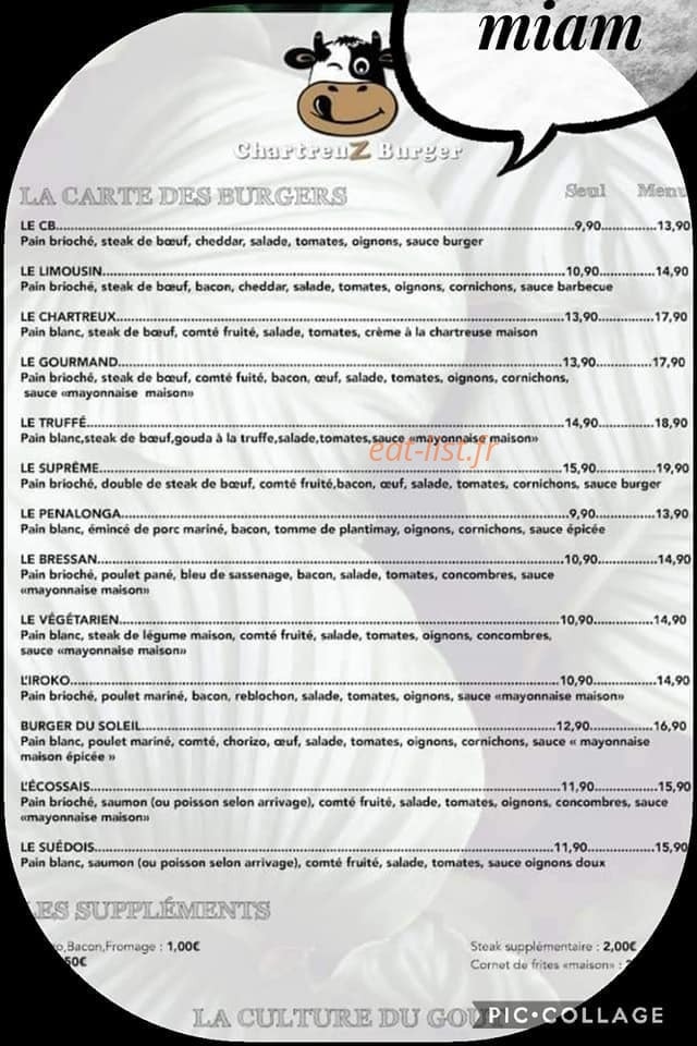 Chartreuse Burger — carte page 1
