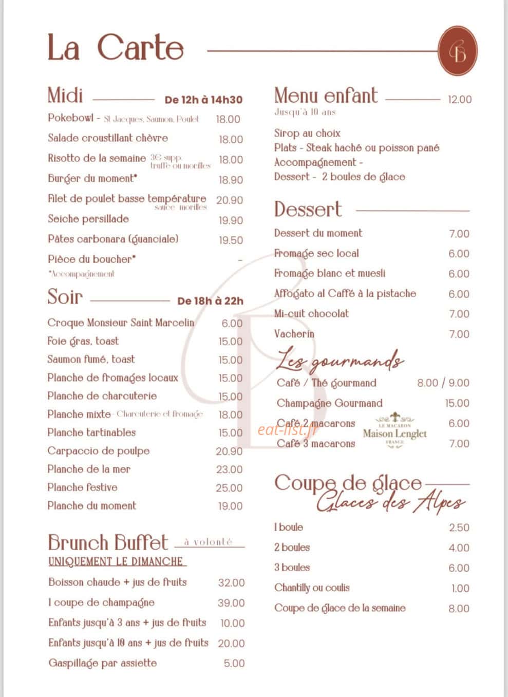 Chez Baptiste — carte page 1