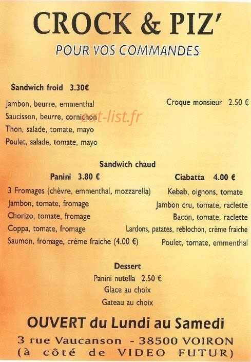 crock & pizz — carte page 1