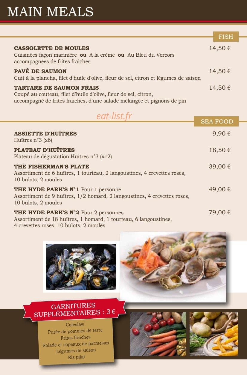 Hyde park Public House — carte page 6