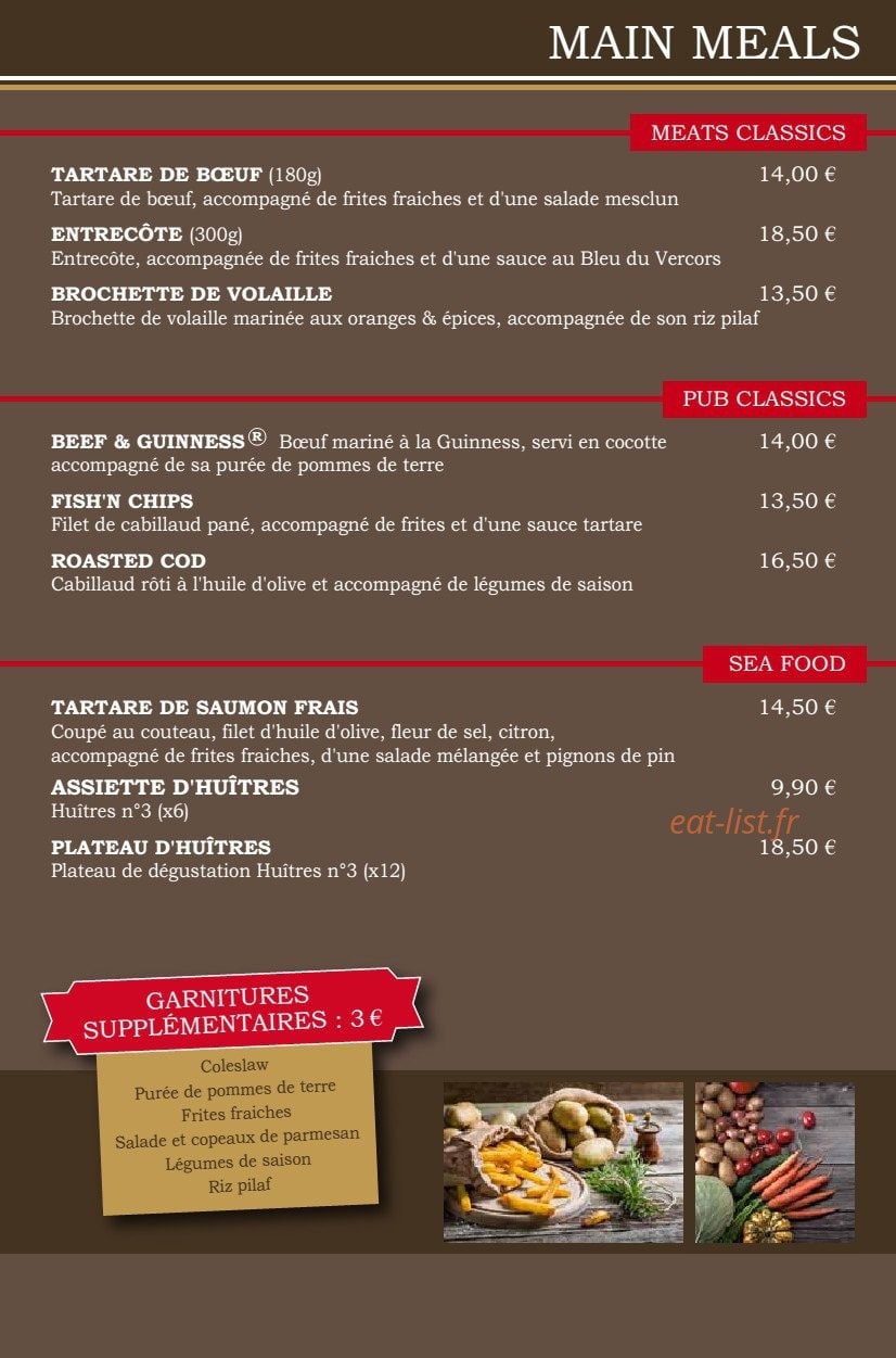 Hyde park Public House — carte page 16