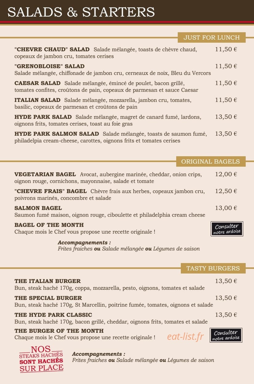 Hyde park Public House — carte page 4