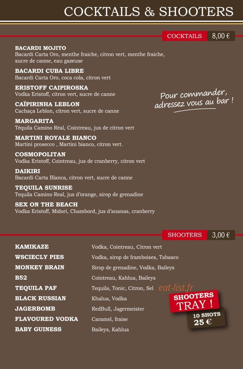 Hyde park Public House — carte page 20