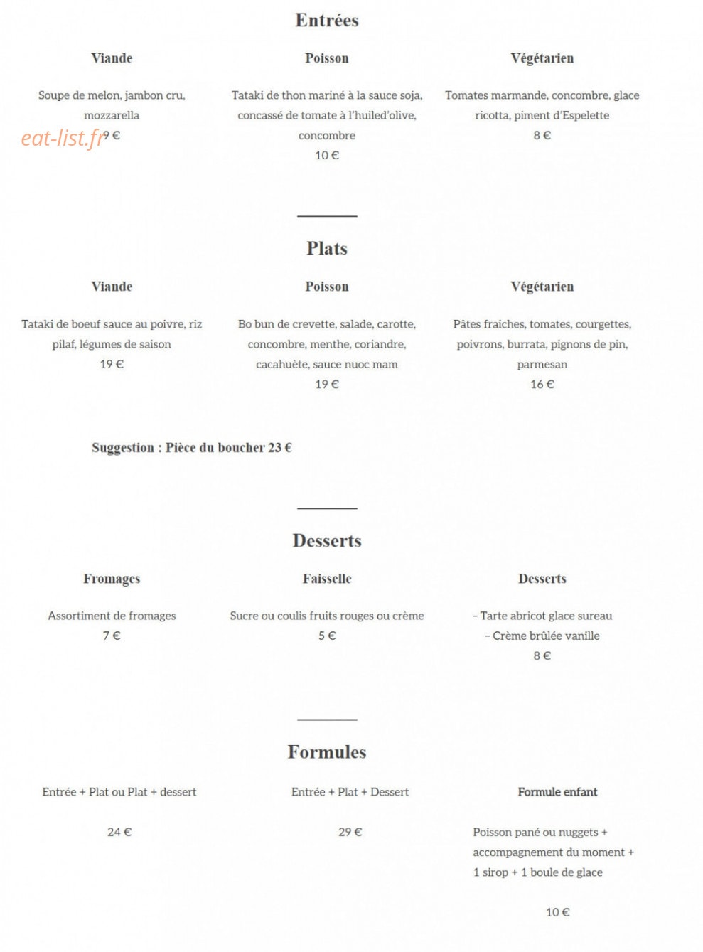 La Badiane — carte page 1