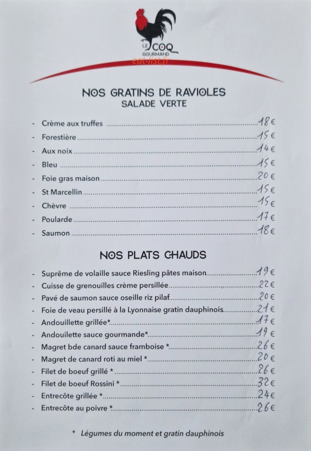 Le Coq Gourmand — carte page 2
