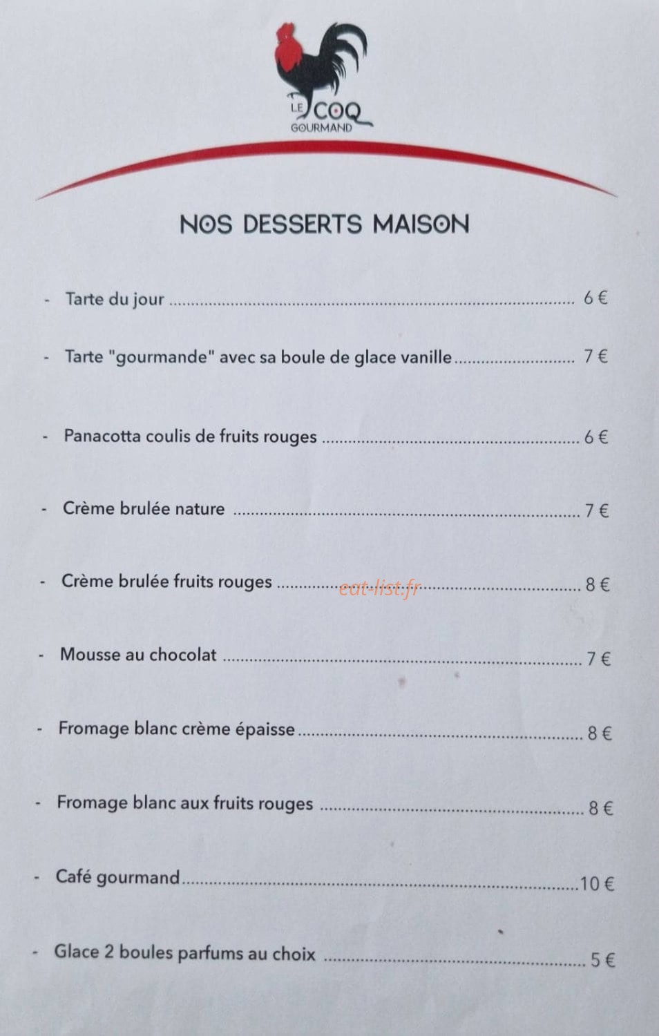 Le Coq Gourmand — carte page 3