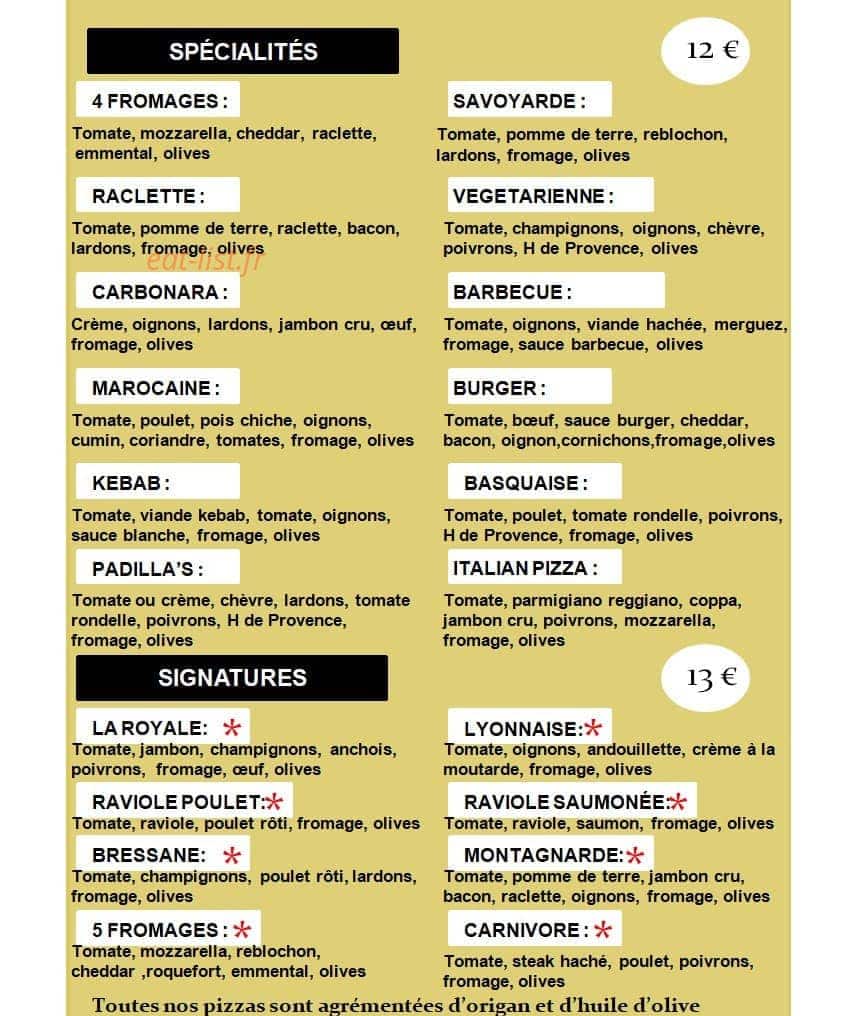 Italian pizza saveurs — carte page 3