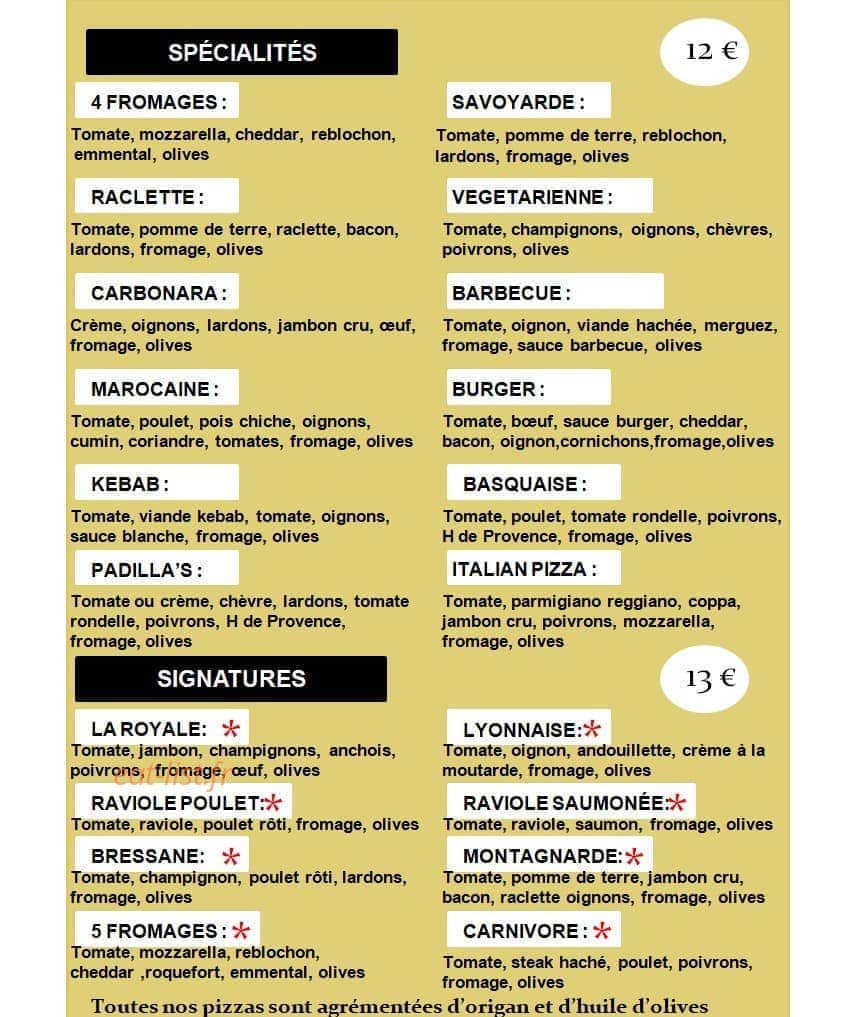 Italian pizza saveurs — carte page 2