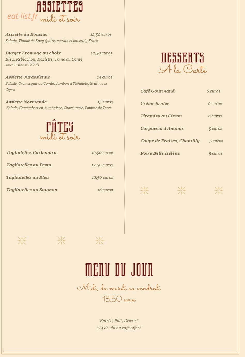 Au Branguignol — carte page 2