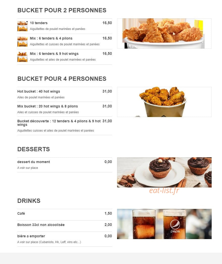 Chicken Café — carte page 4