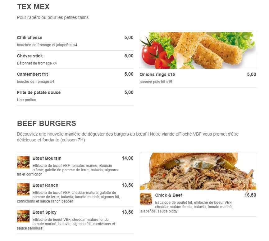 Chicken Café — carte page 1