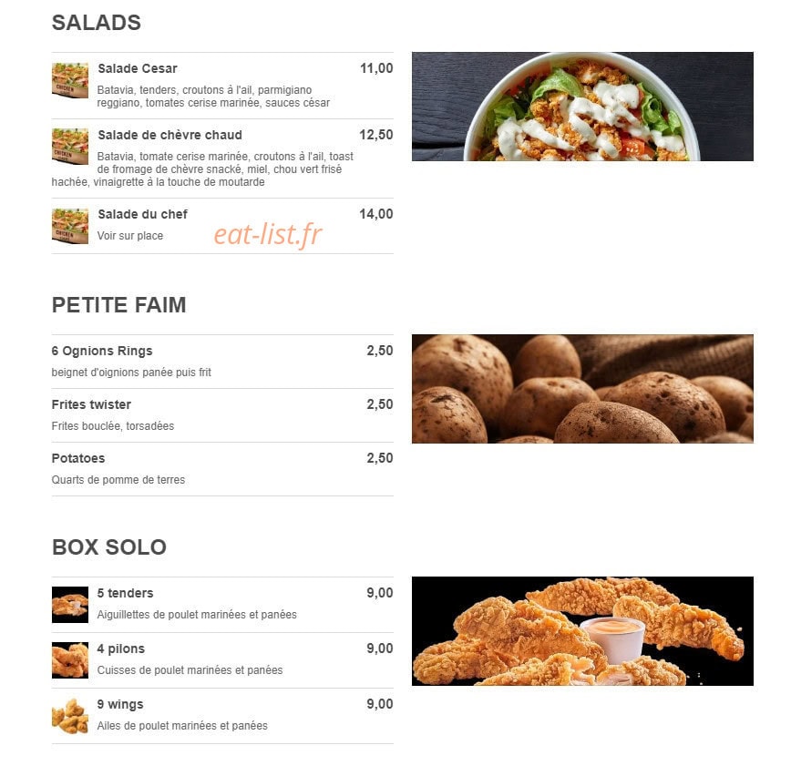 Chicken Café — carte page 3