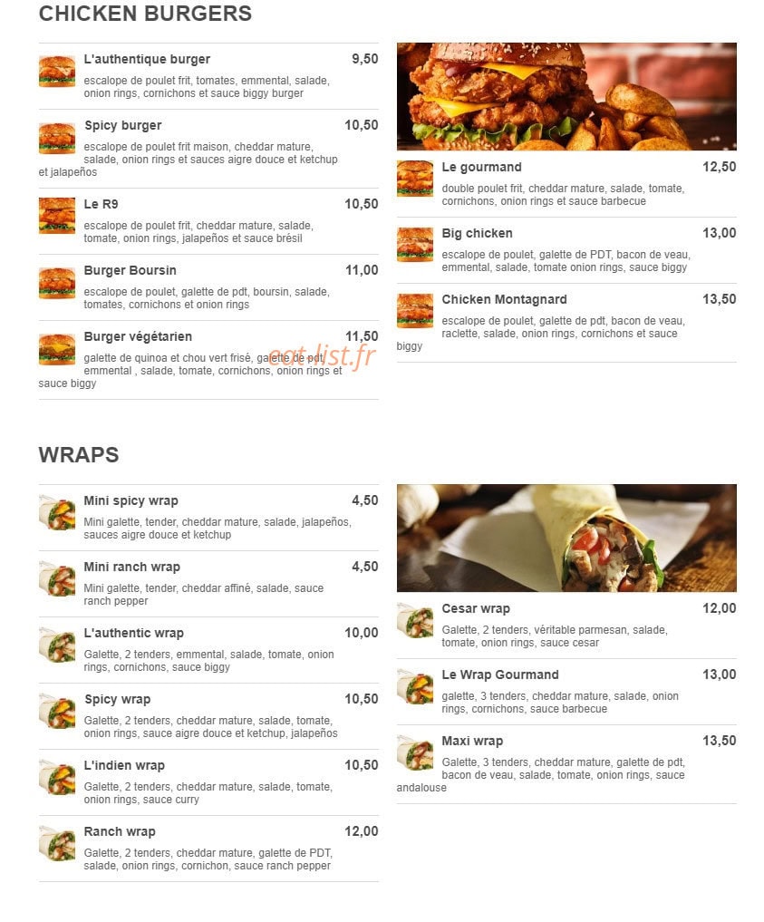 Chicken Café — carte page 2