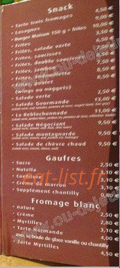 Carte et menu de Le cafe des negociants à Le Bourg d'Oisans — Les gaufres et fromages