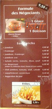 Carte et menu de Le cafe des negociants à Le Bourg d'Oisans — Les formules negociants