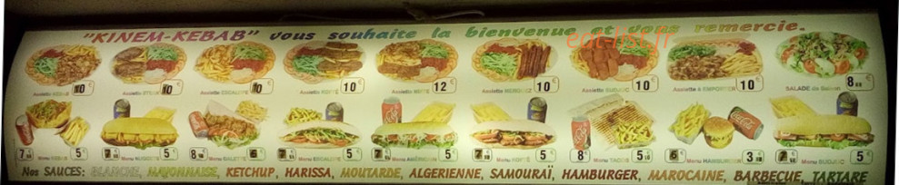 Kinem Kebab — carte page 1