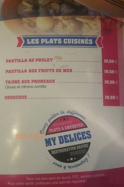 My Délices — carte page 2