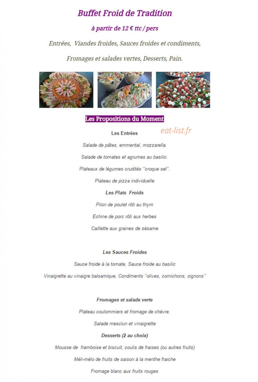 4M Prestations-traiteur — carte page 1
