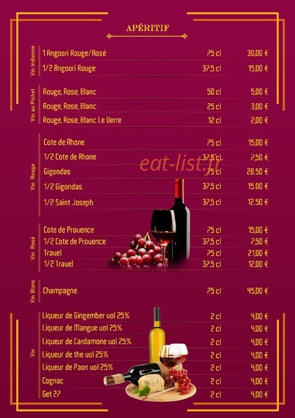 Le Bombay Restaurant — carte page 6