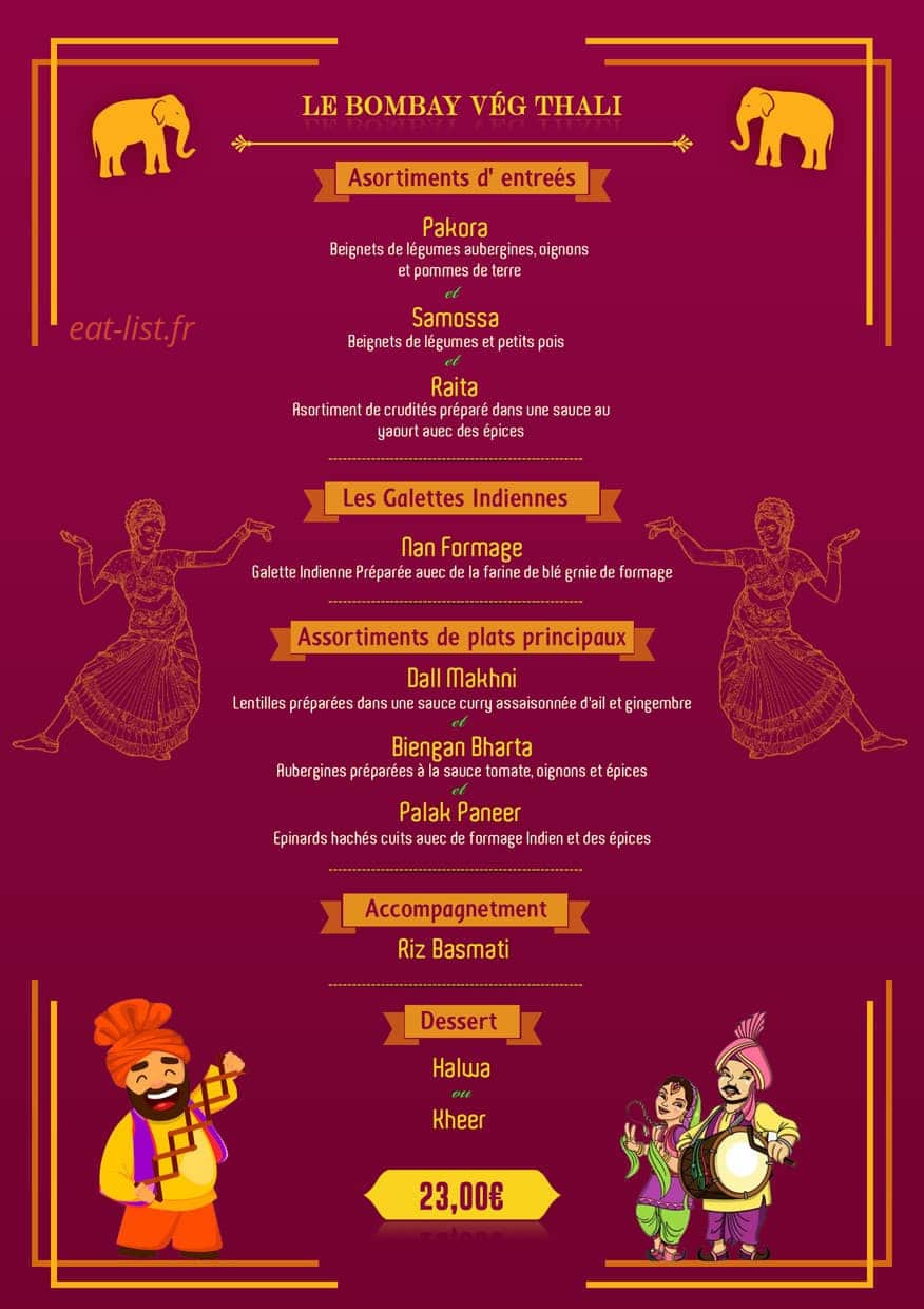 Le Bombay Restaurant — carte page 3