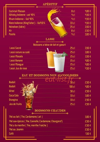 Le Bombay Restaurant — carte page 7