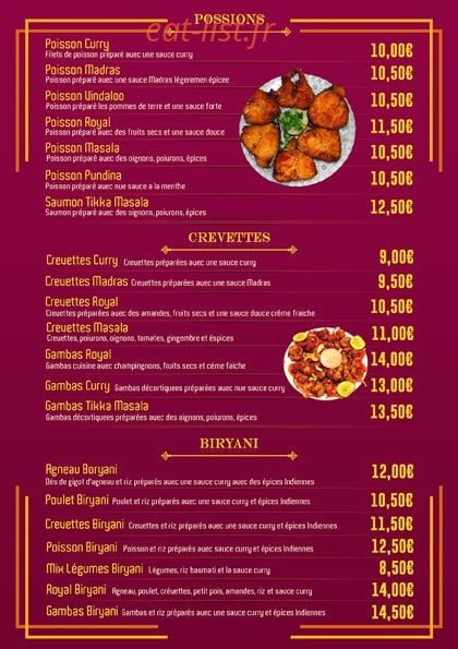 Le Bombay Restaurant — carte page 2